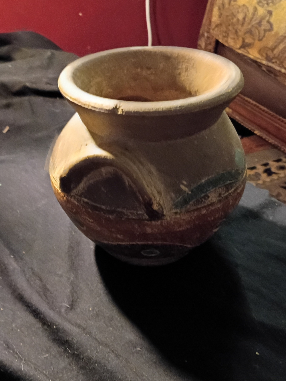 Handcrafted Brown and Cream Decorative Ceramic Vase - Unknown Brand